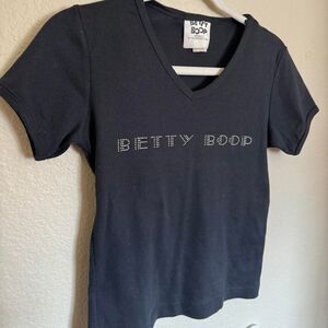 vintage 90s y2k betty boop graphic embellished bejeweled baby tee sz medium‎